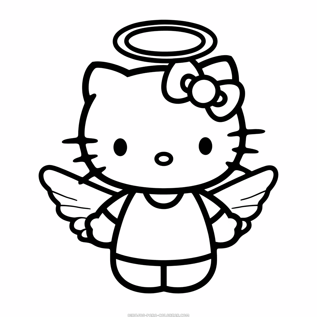 Dibujo de ángel hello kitty para colorear