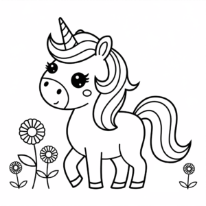 Dibujo de Lindo unicornio para colorear