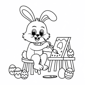 Dibujo de Artista del conejo de Pascua para colorear