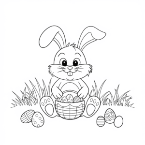 Dibujo de Conejito de Pascua Juguetón para colorear