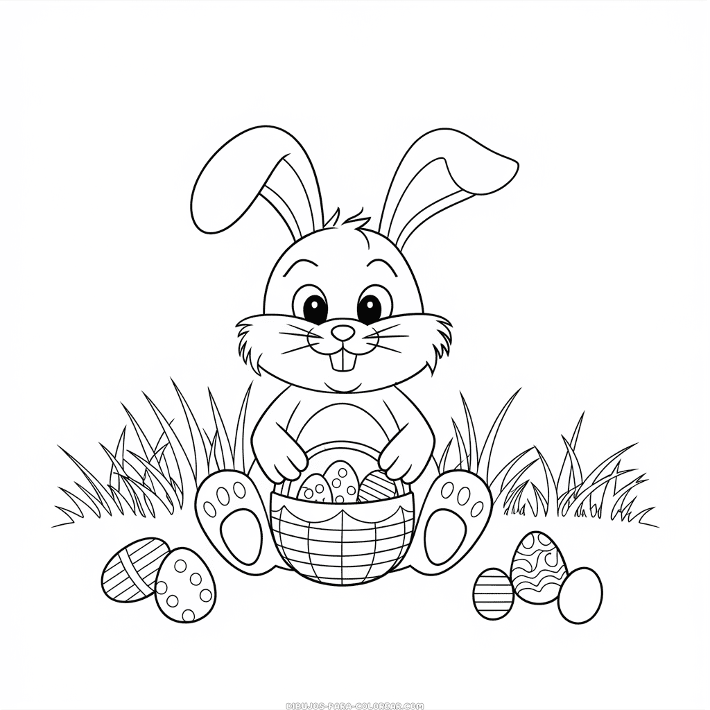 Dibujo de Conejito de Pascua Juguetón para colorear