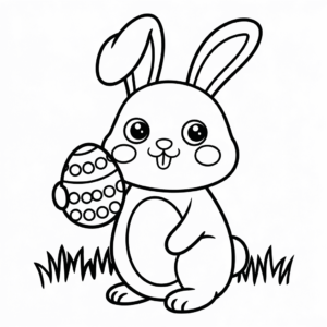 Dibujo de Conejito de Pascua Kawaii para colorear