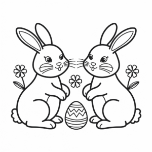Dibujo de Conejos de Pascua para colorear