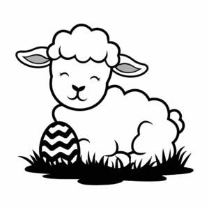 Dibujo de Cordero de Pascua durmiendo para colorear