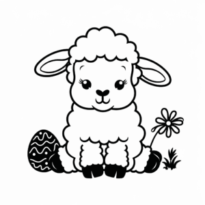 Dibujo de Cordero de Pascua sentado para colorear