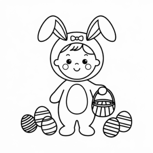 Dibujo de Disfraz de conejo de Pascua para colorear