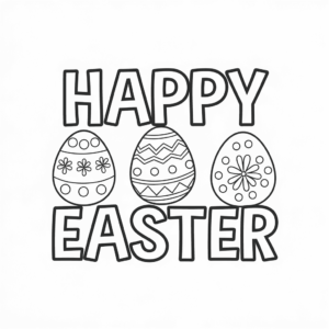 Dibujo de Feliz Pascua y huevos para colorear