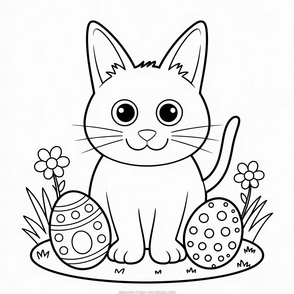 Dibujo de Gato de Pascua para colorear