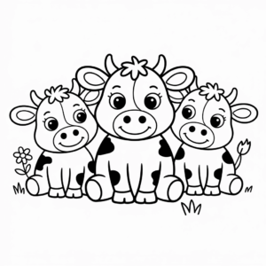 Dibujo de Grupo de Vacas Lindas para colorear