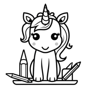 Dibujo de Jardín de Infantes Unicornio para colorear