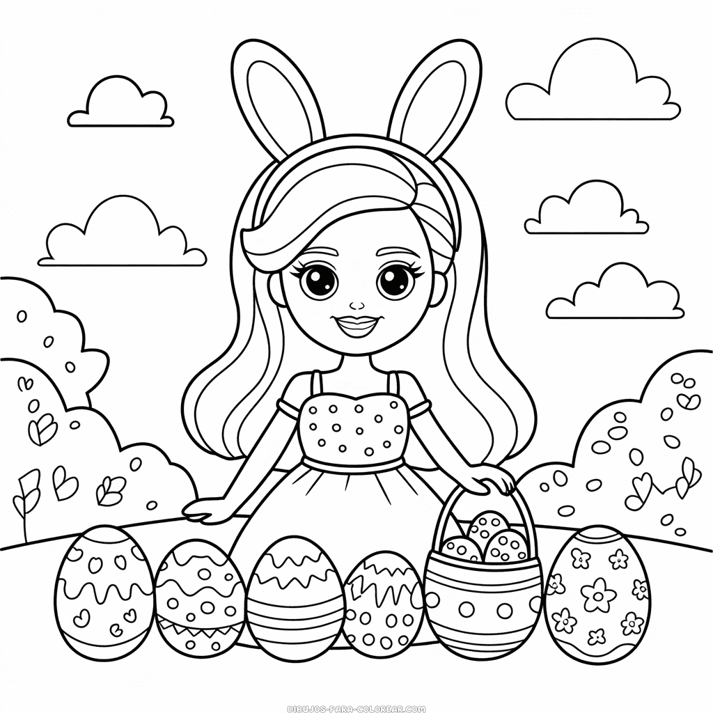 Dibujo de Vacaciones de Pascua de Barbie para colorear