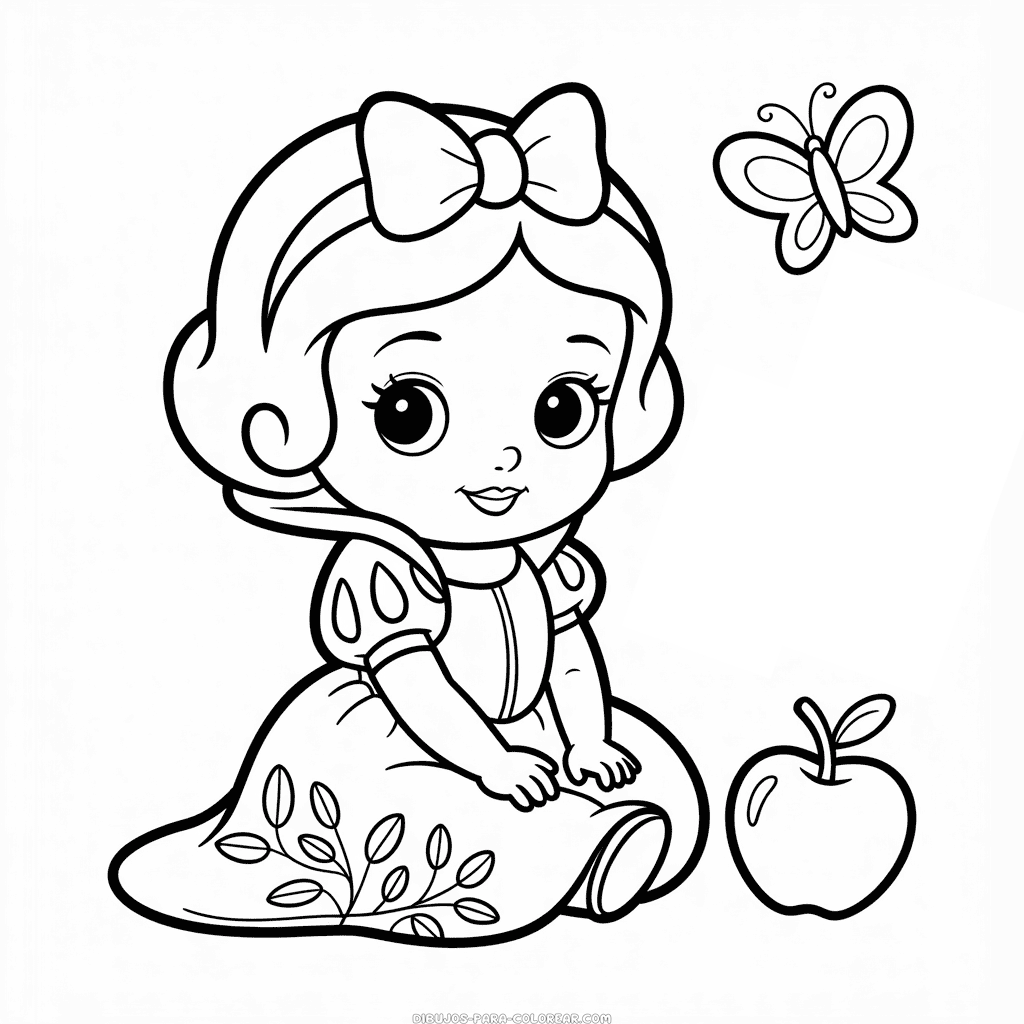 Dibujo de Bebé Chibi Blancanieves para Colorear