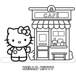 Dibujo de Café de Hello Kitty para Colorear