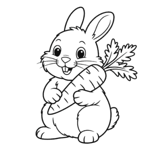 Dibujo de Conejo con Zanahoria para Colorear
