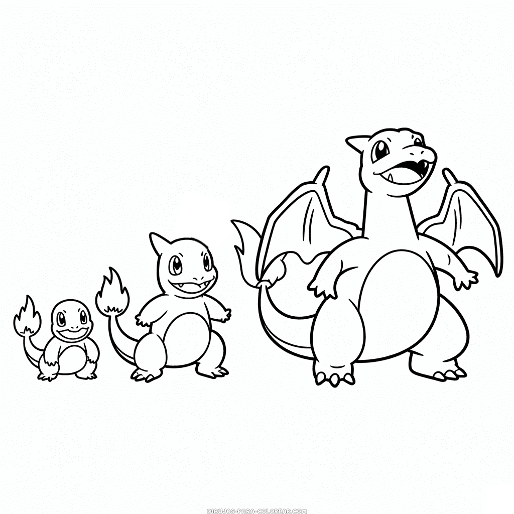 Dibujo de Evolución de Charizard para Colorear
