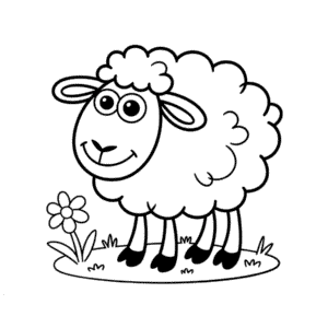Dibujo de Oveja de Dibujos Animados para Colorear