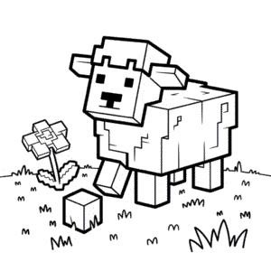 Dibujo de Oveja de Minecraft para Colorear