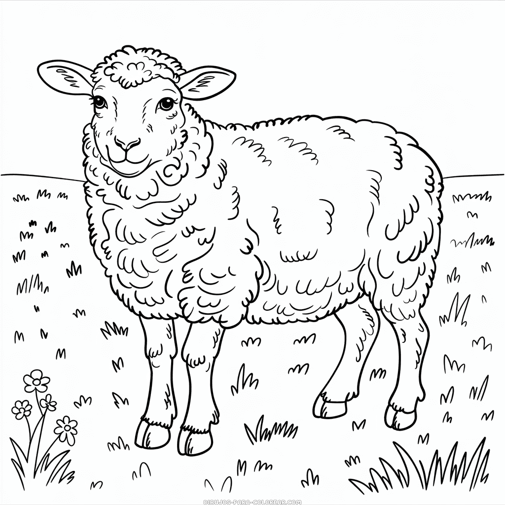 Dibujo de Oveja Realista para Colorear
