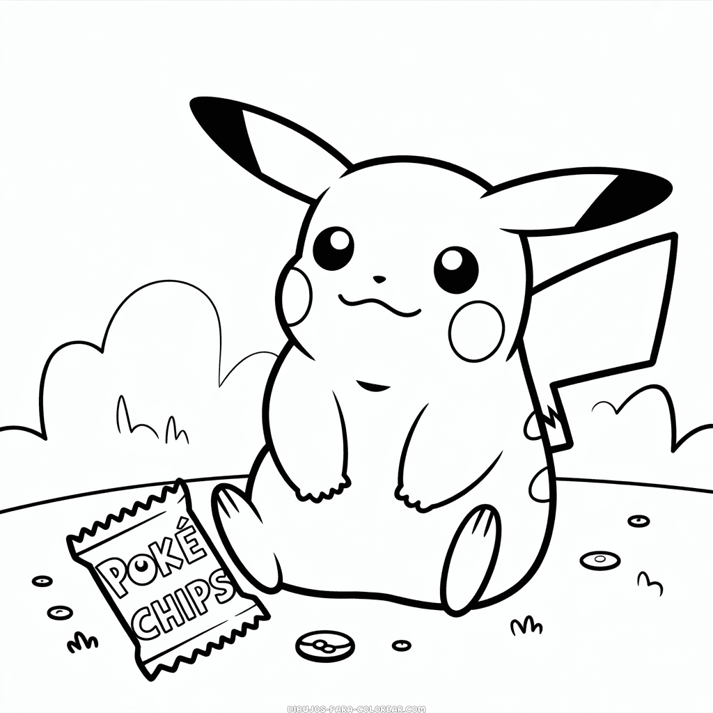 Dibujo de Pikachu Gordo para Colorear