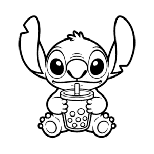 Dibujo de Stitch con Boba para Colorear