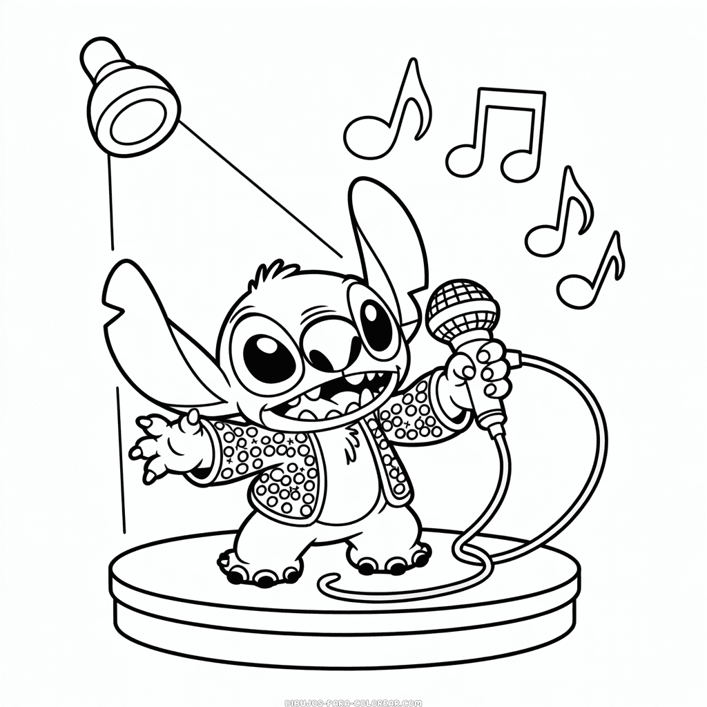 Dibujo de Stitch Elvis para Colorear