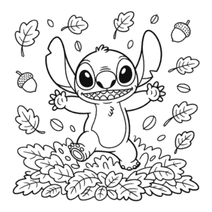 Dibujo de Stitch en Otoño para Colorear