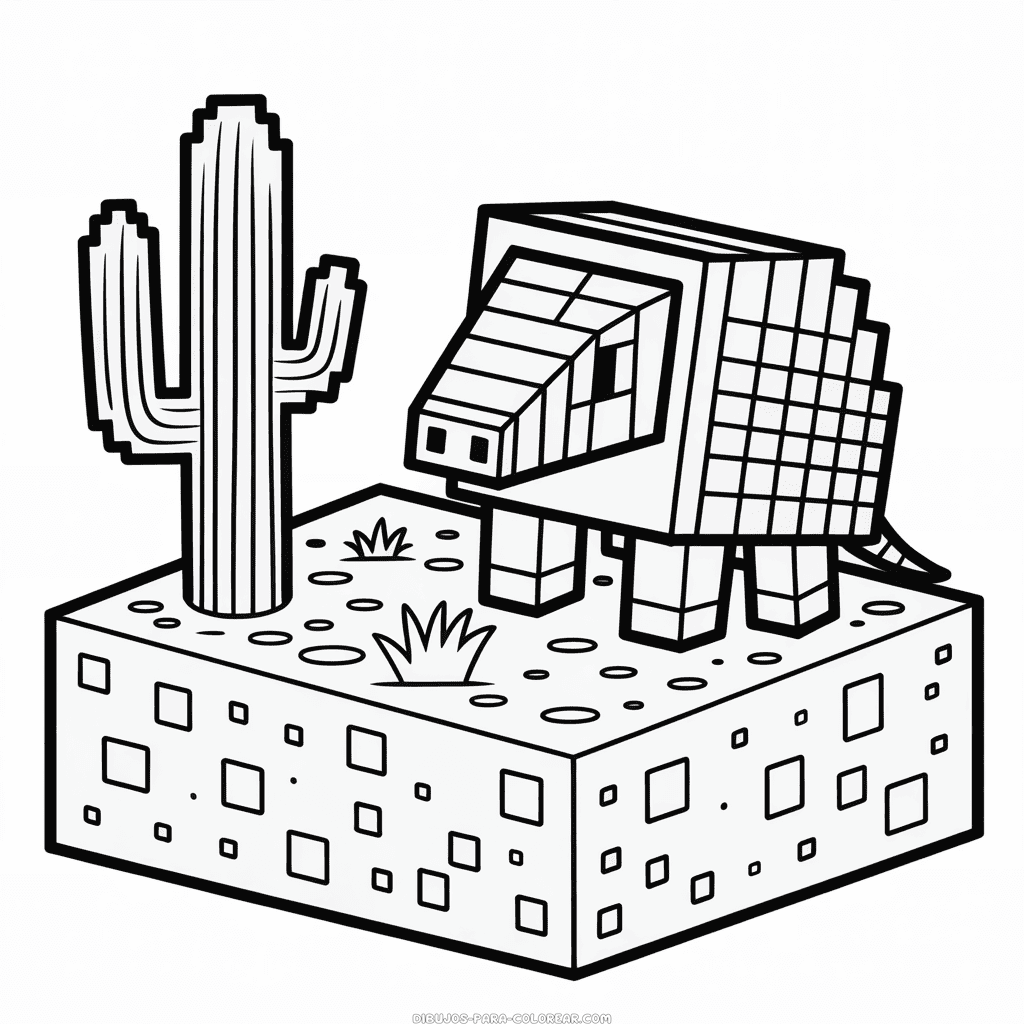 Dibujo de Armadillo Minecraft para Colorear