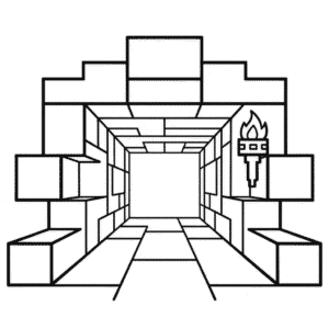 Dibujo de Cueva de Minecraft para Colorear