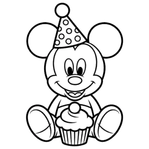 Dibujo de Cumpleaños de Bebé Mickey para Colorear