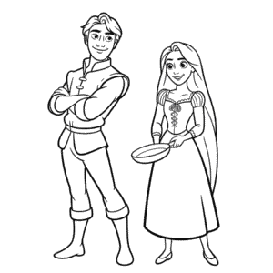 Dibujo de Flynn Rider y Rapunzel para Colorear