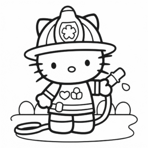 Dibujo de Hello Kitty Bombera para Colorear