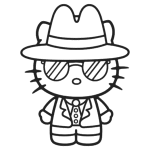 Dibujo de Hello Kitty Gánster para Colorear