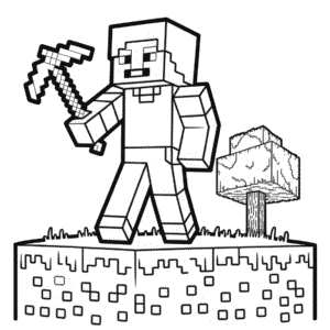 Dibujo de Minecraft en Blanco y Negro para Colorear