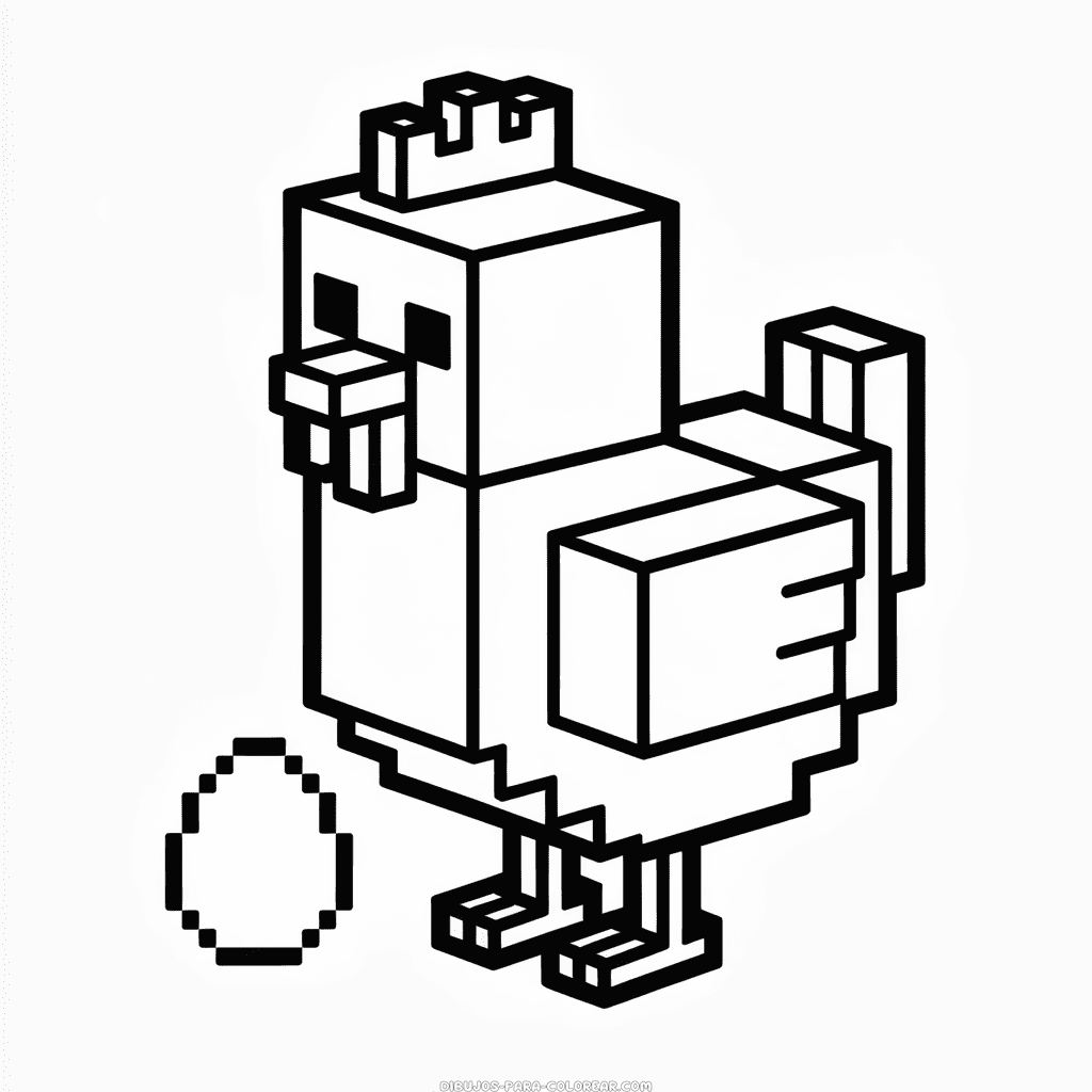 Dibujo de Pollo de Minecraft para Colorear
