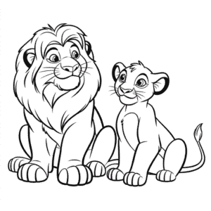 Dibujo de Simba y Nala de El Rey León para Colorear