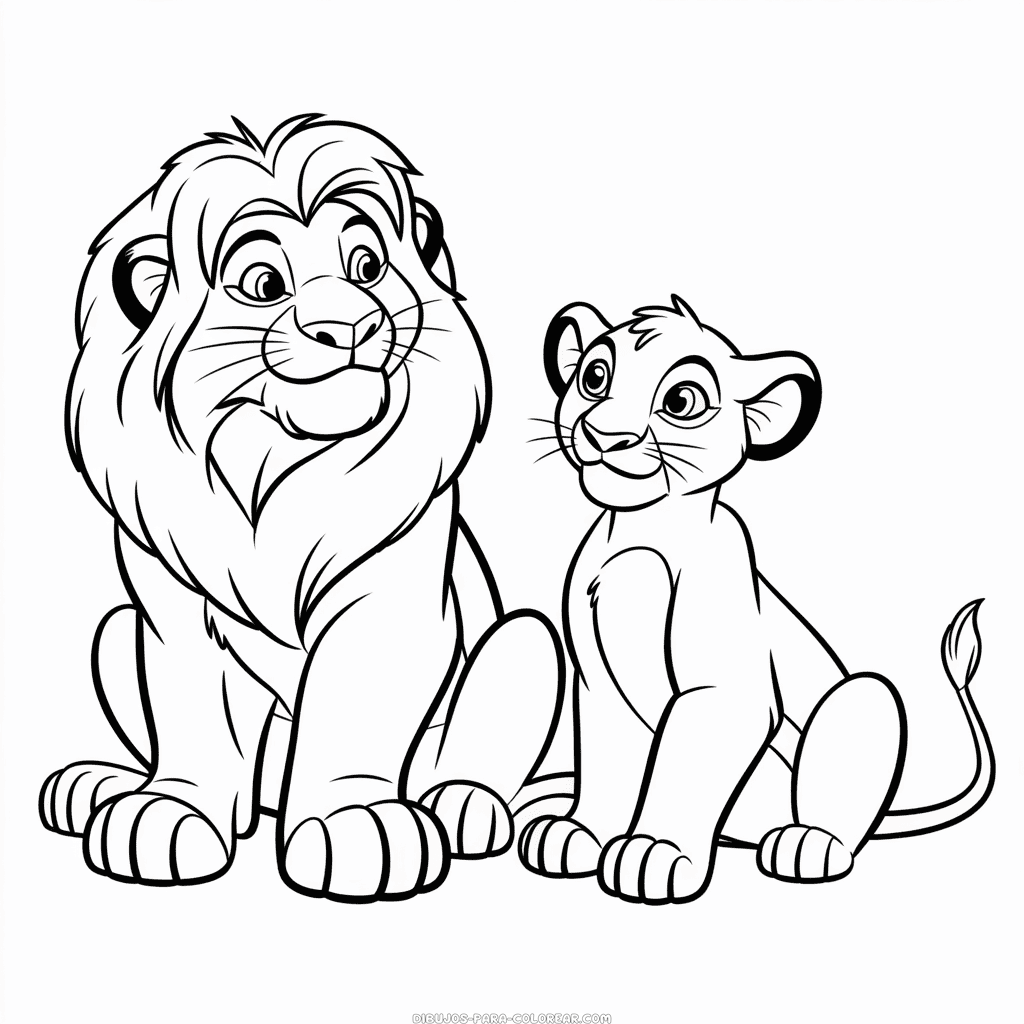 Dibujo de Simba y Nala de El Rey León para Colorear