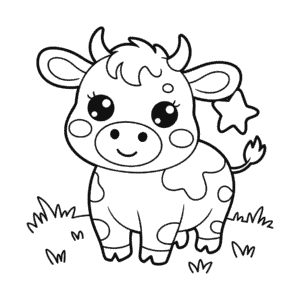 Dibujo de Vaca Kawaii para Colorear